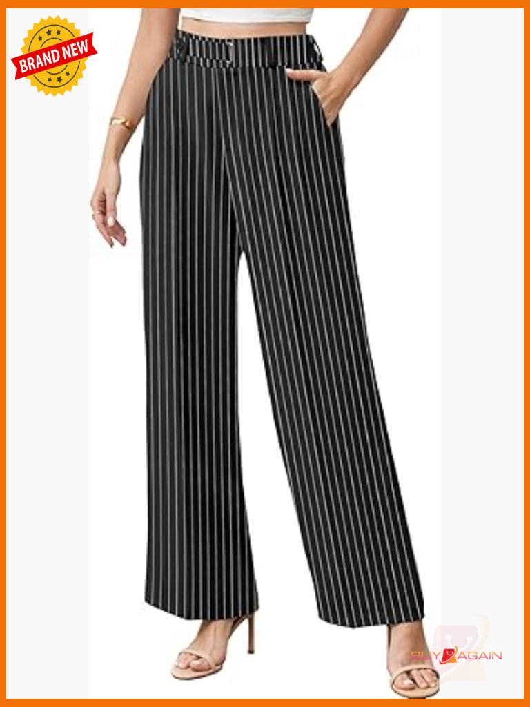 Business Casual Wide Leg Trousers - Straight Work Pants High Waisted